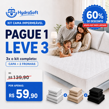 [COMPRE 1, LEVE 3] HydraSoft™ Jogo de Cama Impermeável Premium – Capa + 2 Fronhas